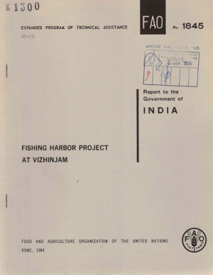 Fishing harbor project at Vizhinjam. Rapport to the government of India