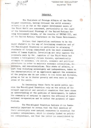 Georgetown declaration. August 1972.