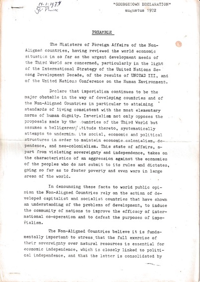 N.N. - Georgetown declaration. August 1972.