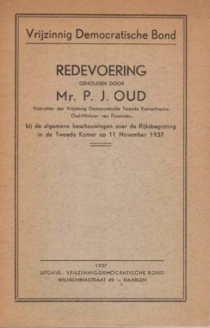 Vrijzinnig Democratische Bond. Redevoering